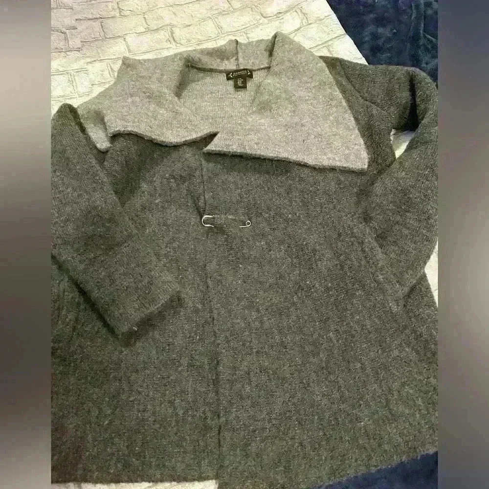 Women’s Nanette Lepore Gray Wool Blend Draped Cardigan Sweater Size Medium